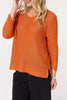 Orange | Mesh Texture 3/4 Sleeve Relaxed Top
