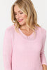 Pink | Mesh Texture 3/4 Sleeve Relaxed Top
