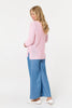 Pink | Mesh Texture 3/4 Sleeve Relaxed Top
