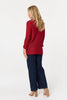 Red | Mesh Texture 3/4 Sleeve Relaxed Top
