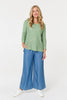 Sage | Mesh Texture 3/4 Sleeve Relaxed Top
