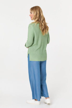 Sage | Mesh Texture 3/4 Sleeve Relaxed Top
