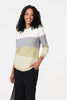 Sage | Colour Block Textured Curve Hem Jumper : Model is 5'8
