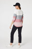 Pink | Colour Block Textured Curve Hem Jumper
