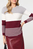 Red | Colour Block Textured Curve Hem Jumper
