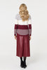 Red | Colour Block Textured Curve Hem Jumper
