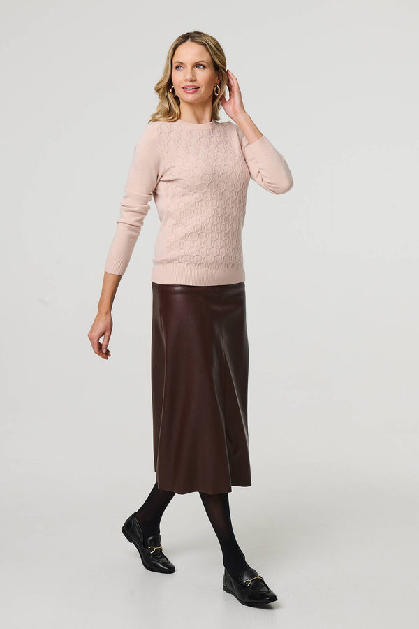Beige | Textured Knit Long Sleeve Jumper
