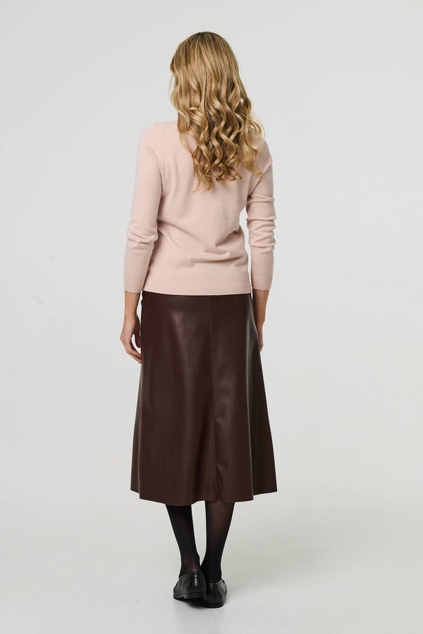 Beige | Textured Knit Long Sleeve Jumper
