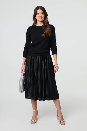 Black | Textured Knit Long Sleeve Jumper
