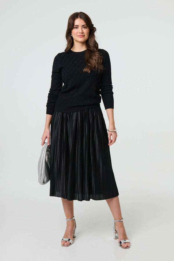 Black | Textured Knit Long Sleeve Jumper

