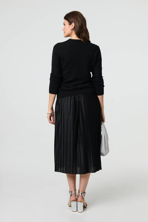 Black | Textured Knit Long Sleeve Jumper
