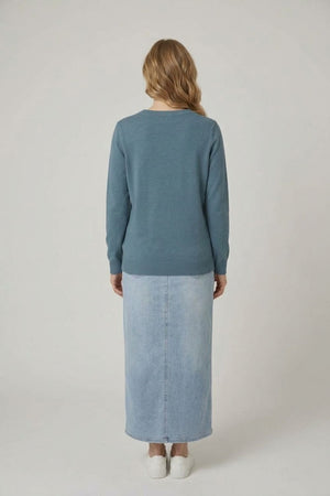 Blue | Floral Gemstone Embellished Jumper