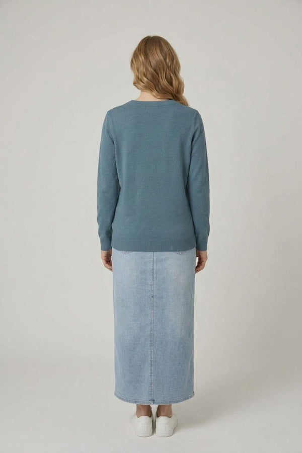 Blue | Floral Gemstone Embellished Jumper