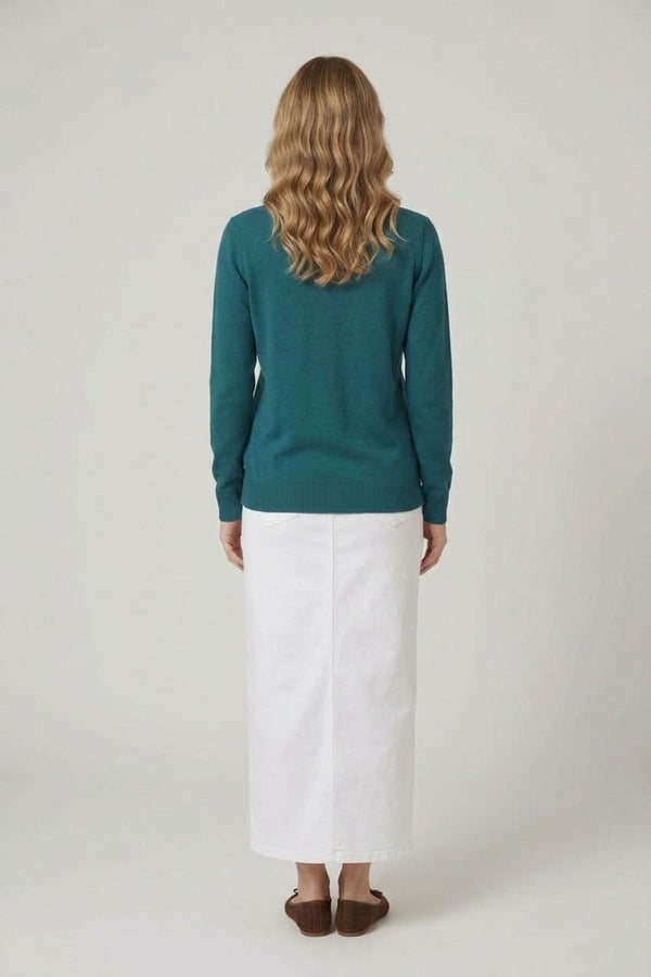 Turquoise | Floral Gemstone Embellished Jumper