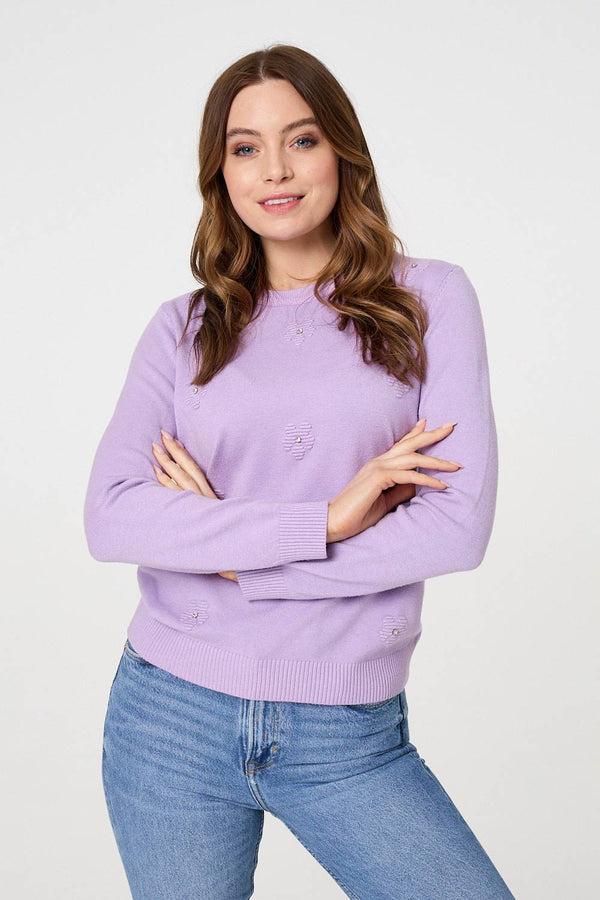 Lilac | Floral Gemstone Embellished Jumper