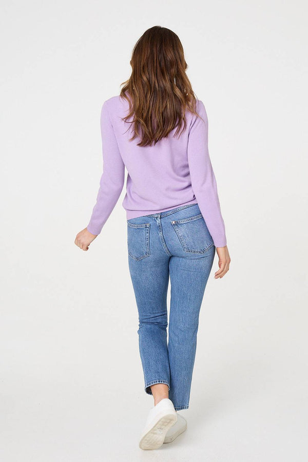 Lilac | Floral Gemstone Embellished Jumper