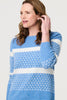 Blue | Stripe Print Relaxed Curve Hem Jumper