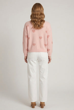 Pink | Heart Print Relaxed Jumper