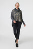 Grey | Graphic Print Metallic Roll Neck Jumper
