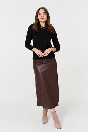 Black | Plain Soft Knit Long Sleeve Jumper
