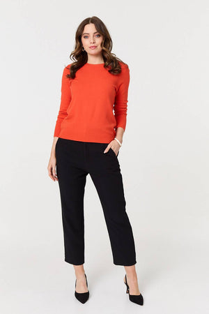 Orange | Plain Soft Knit Long Sleeve Jumper
