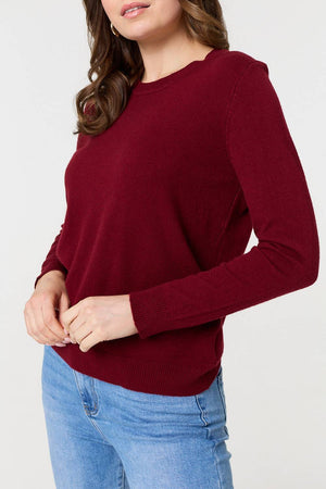 Red | Plain Soft Knit Long Sleeve Jumper
