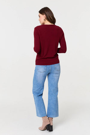 Red | Plain Soft Knit Long Sleeve Jumper
