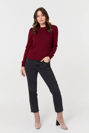 Red | Textured Knitted Long Sleeve Jumper
