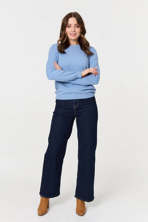 Blue | Textured  Soft Knit Long Sleeve Jumper
