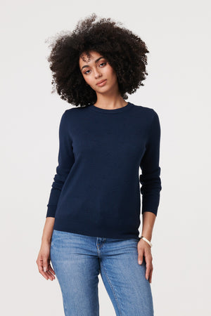 Navy | Textured  Soft Knit Long Sleeve Jumper
