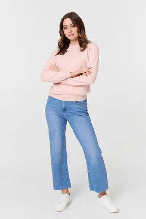 Pink | Textured  Soft Knit Long Sleeve Jumper
