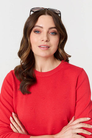 Red | Textured  Soft Knit Long Sleeve Jumper
