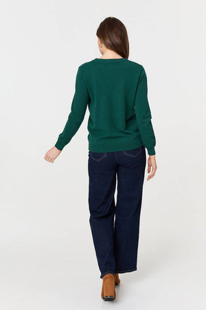 Green | Chevron Soft Knit Long Sleeve Jumper
