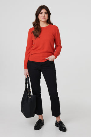 Orange | Chevron Soft Knit Long Sleeve Jumper
