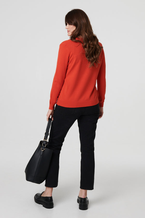 Orange | Chevron Soft Knit Long Sleeve Jumper
