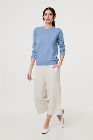 Blue | Slim Fit Textured Knit Jumper