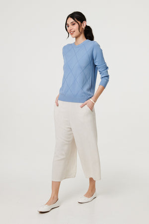 Blue | Slim Fit Textured Knit Jumper
