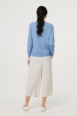 Blue | Slim Fit Textured Knit Jumper