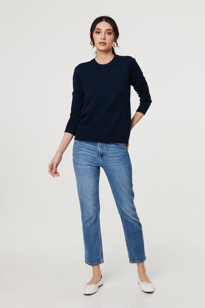 Navy | Slim Fit Textured Knit Jumper