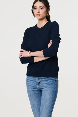 Navy | Slim Fit Textured Knit Jumper