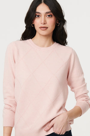 Pink | Slim Fit Textured Knit Jumper