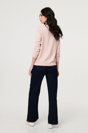 Pink | Slim Fit Textured Knit Jumper