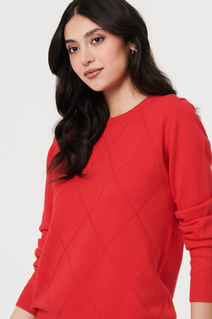 Red | Slim Fit Textured Knit Jumper