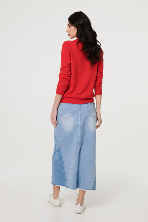 Red | Slim Fit Textured Knit Jumper
