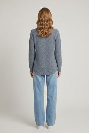 Blue | Floral Stitch Detail Relaxed Jumper