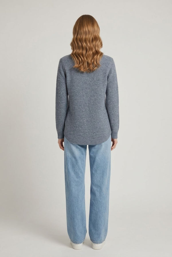 Blue | Floral Stitch Detail Relaxed Jumper
