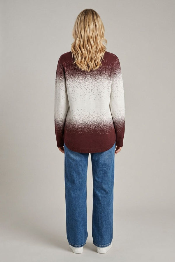 Brown | Printed Long Sleeve Curve Hem Top