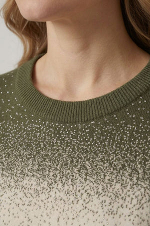 Green | Printed Long Sleeve Curve Hem Top