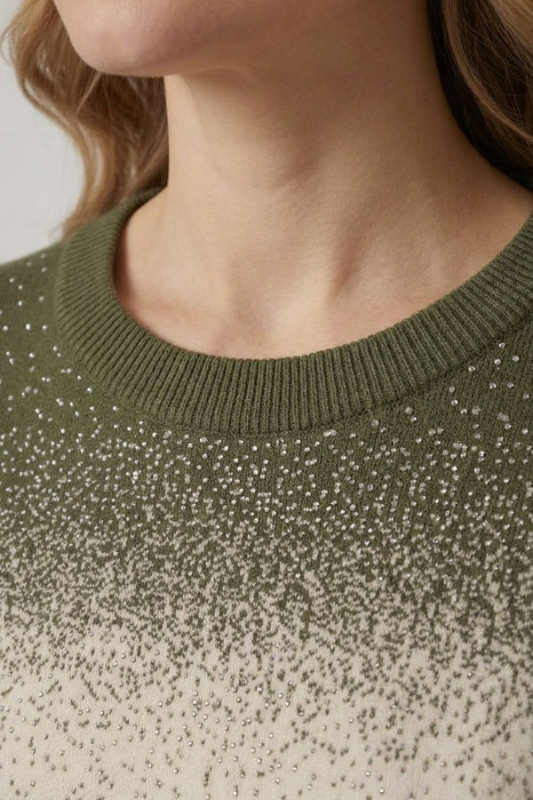 Green | Printed Long Sleeve Curve Hem Top