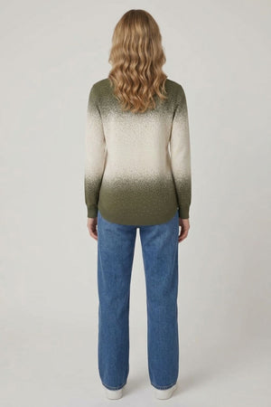 Green | Printed Long Sleeve Curve Hem Top